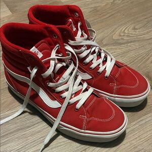 Vans Platform Red High-Tops with White Details
